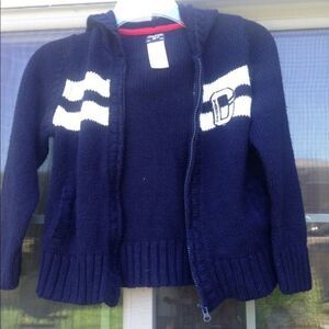 Oshkosh cardigan kids navy blue and white sweater size 7